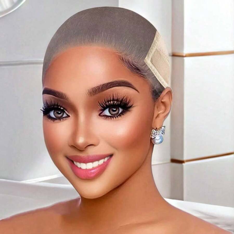 1 pieza Gorra de agarre de encaje de 9x6 pulgadas para peluca sin pegamento, gorra de peluca de encaje transparente reutilizable, gorra ajustable con banda de agarre antideslizante para extensiones de cabello, extensiones de cabello humano, toppers de cabello, tejido de cabello de mujeres - Beis - Ver 1