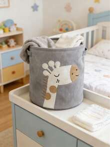 1pc Cartoon Animal Lion & Giraffe Baby Diaper Storage Bucket, Portable Diaper Organizer Bag, Nursery Storage Rack, Newborn Bathing Gift, Baby Essential - Multicolor - View 10