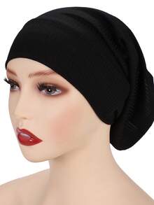 Jersey Knit Textured Elastic Opening Muslim Underscarf Hijab - Multicolor - View 7