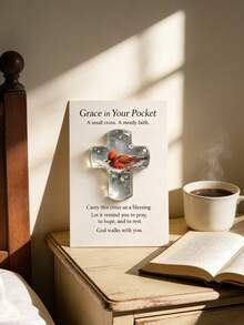 Grace In Your Pocket Embrace Card Cardinal | Ideal For Wedding Occasions, Featuring A Poignant Message And A Beautiful Cardinal Design,Various Styles Are Available, Including 2d Flat Gift Cards, Acrylic Material, Shatterproof And Wear-Resistant, Bouquet Greeting Cards, And Pocket Gift Cards. - Multicolor - View 3