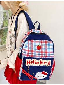 SANRIO Hello Kitty 可爱幼儿园背包 - 卡通印花女孩时尚单肩包，大容量轻便学生书包，无异味面料，加固缝线，科学收纳隔层，适合休闲旅行、户外活动和日常使用，防滑胸扣反光设计，背负舒适，Hello Kitty 粉丝必备可爱单品 - 彩色 - 查看 6