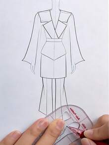 1件装时装设计尺，服装设计人体模板尺，设计技术工具，女装设计人体时尚动态图尺，草图模型效果图模板，创意透明亚克力尺，极简刻度塑料绘图尺 - 多色 - 查看 3