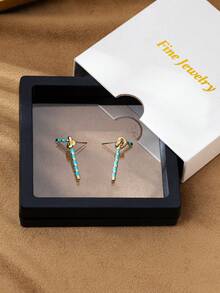 1 Pair 2026 New Arrival Fresh Candy Cane Geometric Earrings, 18K Gold Plated, Korean Style - Multicolor - View 3