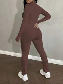 Minimalist And Slimming Two-Piece Set | Switch Between Work And Leisure In One Click, Instantly Giving You Long Legs - Brown - View 4