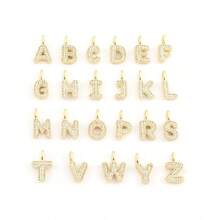 女士不锈钢字母项链 - 金黃色 - 查看 4