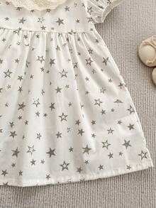 Girls' Summer New Arrival Sweet Lace Trim Peter Pan Collar Dress, Little Young Girl Party Fashion Princess Dress - White - View 5