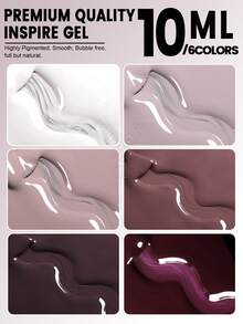 YOKEFELLOW 10毫升凝胶指甲油套装，包含灰裸色、酒红色、半永久指甲油、裸色指甲油、可卸UV/LED指甲油、自然裸色、杏色指甲油套装、可卸UV/LED美甲油、沙龙DIY指甲油，女士礼物 - 彩色 - 查看 3