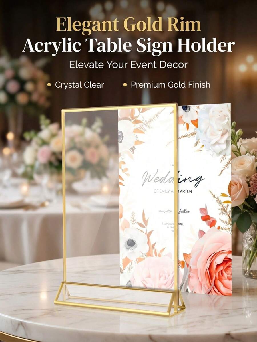 Bộ 6 khung ảnh hai mặt bằng acrylic trong suốt màu vàng, kích thước 4 x 6 inch, giá đỡ trưng bày hai mặt dọc trang nhã, phù hợp cho thực đơn nhà hàng, thẻ công thức nấu ăn, ảnh. Hoàn hảo cho nhà hàng, văn phòng, nhà riêng, cửa hàng, trang trí bàn tiệc, đám cưới, tiệc trước đám cưới, tiệc đính hôn, kỷ niệm, tiệc cô dâu, sự kiện công ty hoặc bất kỳ dịp đặc biệt nào!
