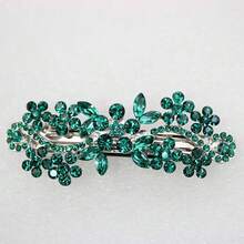 Gorgeous Emerald Gre1en Crystal Hair Barrette Clip - 格林 - 查看 3