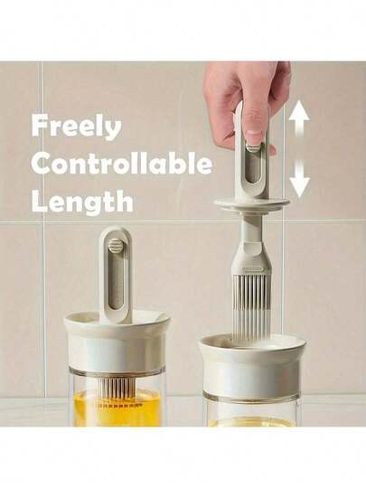1pc Silicone Oil Brush, Kitchen Oil Brush, 2-In-1 Oil Bottle With Silicone Basting Brush, Suitable For Cooking Vinegar, Sauce, Grilling And Frying, Oil Brush With Bottle, Heat-Resistant Kitchen Pancake Brush, Honey Bottle Seasoning Bottle Barbecue Brush, Eid Al-Fitr Eid Al-Adha