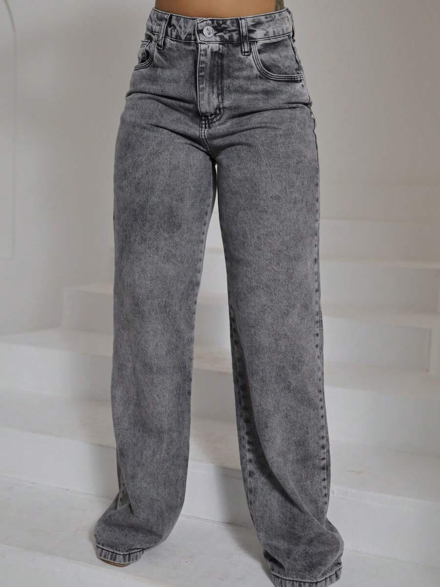 Wideleg Pants - 灰色 - 查看 1