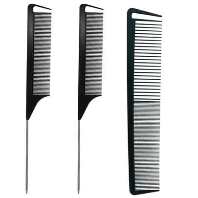 3 Pcs Rat Tail Comb Parting Combs For Braids Barber Styling Combs Carbon Fiber Teasing Stainless Steel Pintail Comb For Women Men Fine Teeth Salon Hairdressing Hair Care Tools