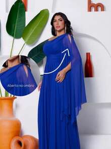 Classic And Modern Party Dress, Elegant Dress, Sophisticated And Casual Party Dress - 寶藍色 - 查看 1