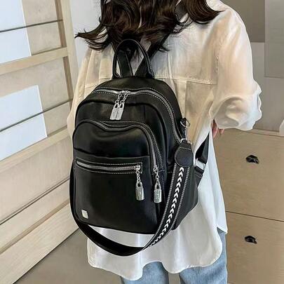 Multineos Comercial Mochila Feminina Masculino Couro PU  Casual Impermeável  De Alta Qualidade Anti furto/Mochila Escolar/Modelo Novo