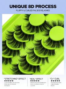 Lasvirey 6对装 蓬松浓密假睫毛 纤细透明假睫毛 纤细自然妆效假睫毛 轻盈奢华3D仿貂毛假睫毛 亮泽睫毛 猫眼睫毛 - 羽毛款 - 查看 7