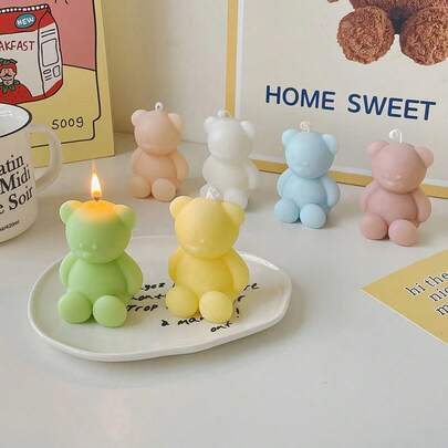 1pc Bear Shaped Scented Candle, Home Decor Ornament, Weight: 15g