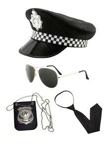 女士帽子套装，圣诞节、万圣节、情人节活动和派对的必备配饰，包含帽子、角色扮演手铐、英国骑士徽章、船长帽、手铐和徽章，适合日常出行、夏季海滩度假、派对和情人节礼物。 - 彩色 - 查看 2