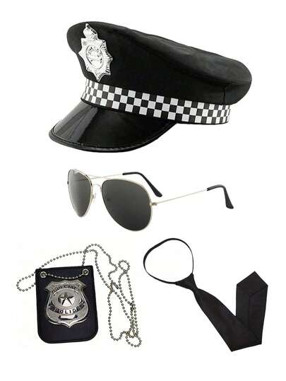 Conjunto de sombreros para mujer, accesorios esenciales para Navidad, Halloween, eventos y fiestas de San Valentín, incluye sombrero, esposas de cosplay, insignia de caballero británico, gorra de capitán, esposas, insignia, adecuado para salidas diarias, vacaciones de verano en la playa, fiestas, regalo de San Valentín