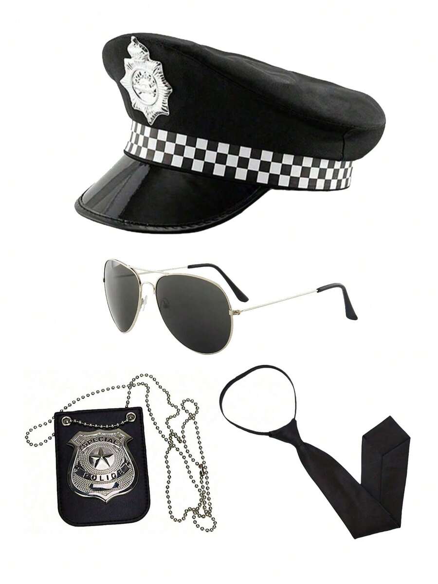 女士帽子套装，圣诞节、万圣节、情人节活动和派对的必备配饰，包含帽子、角色扮演手铐、英国骑士徽章、船长帽、手铐和徽章，适合日常出行、夏季海滩度假、派对和情人节礼物。