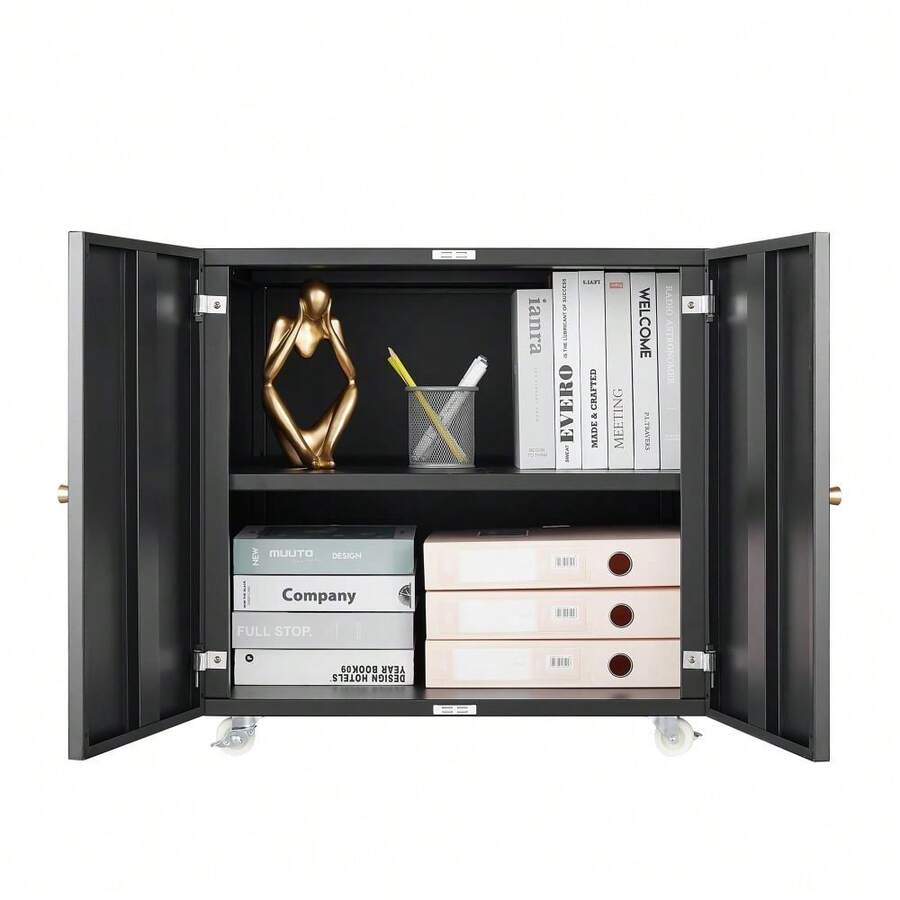 Carrito Móvil de Metal con Estante Ajustable Archivador para Impresora para Oficina en Casa, Debajo del Escritorio o Sala - Negro - Ver 1