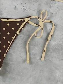 New Arrival Spring/Summer European And American Fashion Sexy Casual Elegant Mustard Yellow Polka Dot Print Beach Holiday Party 3-Piece Bikini Swimwear For Women - Multicolor - View 4