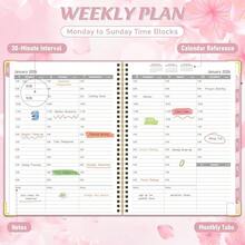 Appointment Book 2026, Hourly Planner From Jan. 2026 - Dec. 2026, 8.5\*11\ Large Weekly & Monthly Appointment Planner, Daily Agenda Book With 30-Minute Interval For Office Schoolsss, Pink - Pink - View 5