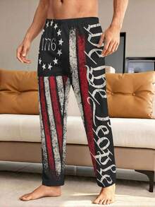 1776 We The People Mens Lounge Pants Comfortable Lazy Casual Homewear Soft Breathable Sleepwear Perfect Gift - 彩色 - 查看 3