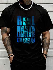 Anue Aa Real Until Death Cabron 2.0 T Shirt- Casual Unisex Shirt, Soft Fabric, Breathable, Comfortable, Short-Sleeved Retro High-Quality Cotton Machine Washable Men's Short Sleeves Hot,Loose-Fit Unisex Style T-Shirts - Black - View 2
