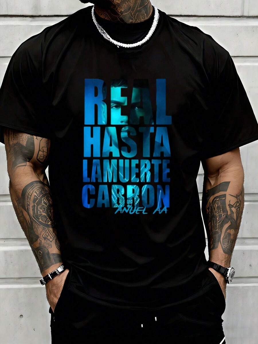 Anue Aa Real Until Death Cabron 2.0 T Shirt- Casual Unisex Shirt, Soft Fabric, Breathable, Comfortable, Short-Sleeved Retro High-Quality Cotton Machine Washable Men's Short Sleeves Hot,Loose-Fit Unisex Style T-Shirts