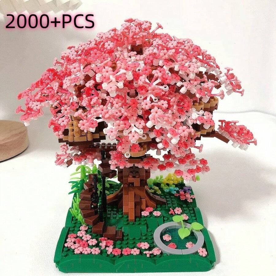 2000+片樱花屋/彩虹屋DIY创意积木微粒拼装玩具套装，室内家居装饰，桌面摆件，生日/万圣节/圣诞节礼物 - 彩色 - 查看 1