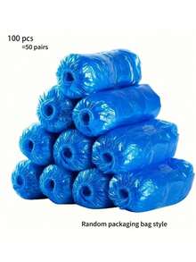 100pcs Disposable Plastic Shoe & Boot Covers, Waterproof Anti-Slip , Suitable For Home Protection, Cleaning, Travel, Hotel - 100 - View 10