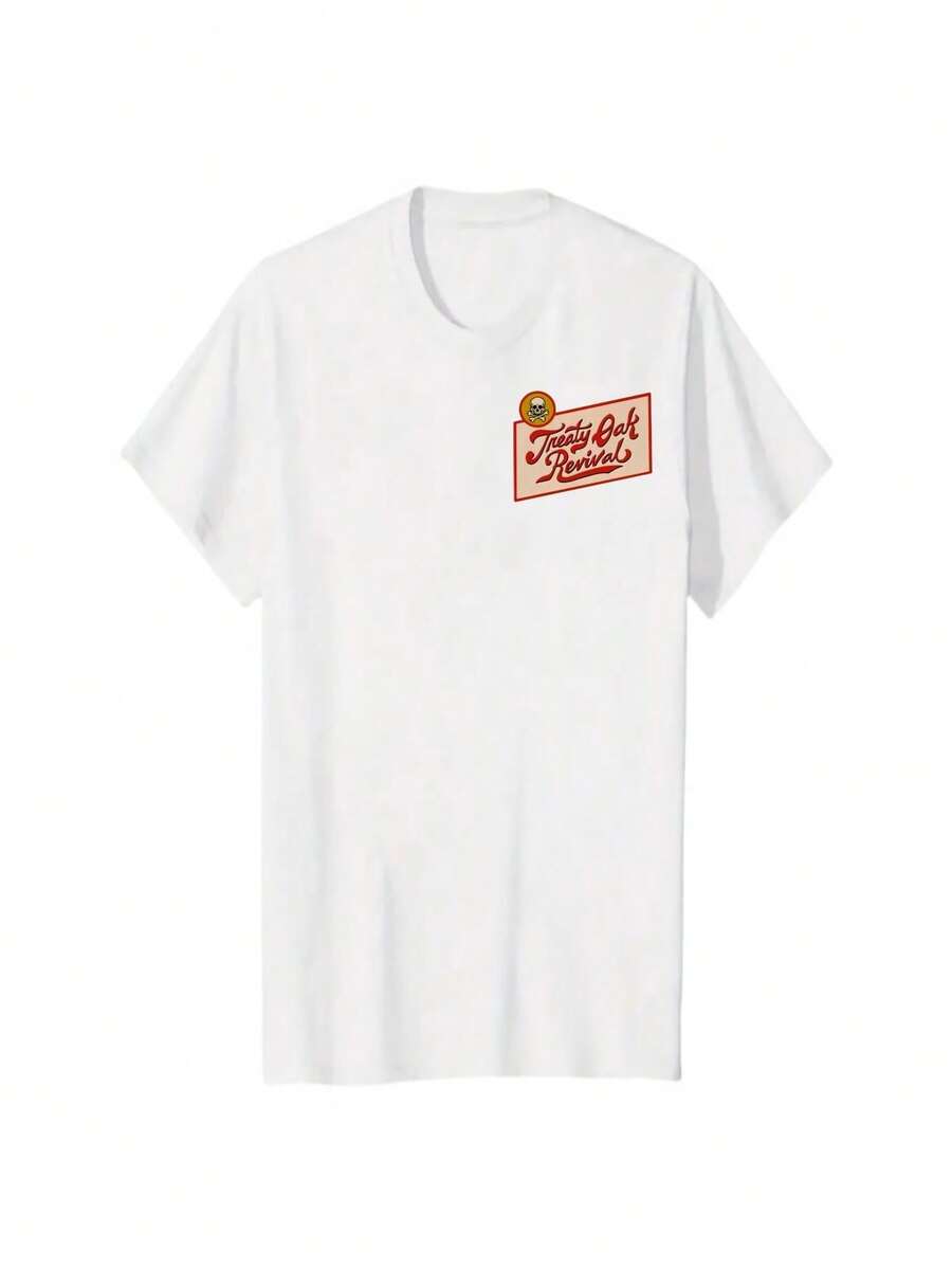 [Soft 100% Cotton] Treaty oak Revival No Vacancy Shirt, Bold Neon Sign Design T-shirt, unisex Graphic Tees For Music Lovers and Concert Goers, Daily Menswear, Classic Cotton - Branco - Ver 1