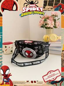 Marvel 1个漫威官方授权蜘蛛侠图案腰包，多功能斜挎包，男童休闲单肩包，轻便可调节肩带胸包，卡通零钱包，臀包，适合男孩、年轻粉丝、学生，完美适用于日常上学、户外玩耍、主题公园游玩、假期旅行、运动。 - 彩色 - 查看 9