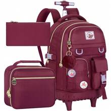 21-Inch Rolling Backpack For Girls, Black Wheeled School Bag With Lunch Bag, Teenager Suitcase - Single Trolley Backpack - View 12