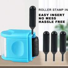 6 Pcs Identity Theft Protection Roller Stamp Ink Set, Data Defender Ink Refills - Black - View 3
