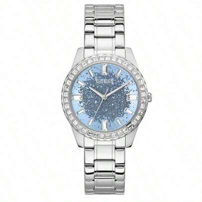 Guess Reloj de pulsera de cuarzo elegante y lujoso para mujer, incrustado con cristales, correa de acero inoxidable, artesanía exquisita, elegante y grácil, romántico y encantador, adecuado para uso diario, un regalo para la novia o la madre, también adecuado para ocasiones especiales GW0405L1