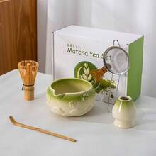 1pc/5pcs Petal Gradient Green Matcha Tea Set, Japanese Ceramic Matcha Bowl & Matcha Whisk Tool Set - Multicolor - View 13
