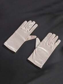 1 Pair Elegant Minimalist Versatile Short Formal Dress Gloves Wedding, Bridal Gown, Banquet, Cosplay, Party, Photography - White - View 7