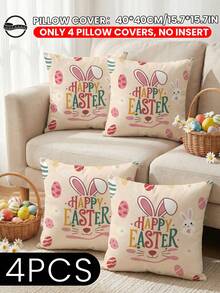 1/2/4件装柔软舒适装饰枕套，透气亲肤，带拉链方便清洗，适用于沙发/卧室/客厅，是婚礼/节日的理想礼物，不含枕芯，复活节主题枕套 - 彩色 - 查看 23