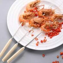 10支/20支装不锈钢烧烤签，多用途金属烤肉串签，带木柄不锈钢烧烤签，烧烤针杆，户外烹饪，烧烤用品 - 金屬木不銹鋼烤肉簽 - 查看 2