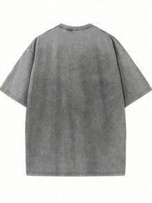 2026 Summer Tops1pc Retro Water Washed T Shirts, Artistic Graphic Featuring A Blooming Rose Intertwined With Bold Anti Social Club Text Symbolizing Contrast Between Beauty And Isolation Vintage 100% 230g Pure Cotton Casual Tee For Men,Street Y2K, Summer Tops, New Year Gifts,UnisexLoose And Comfortableshirt - 灰色 - 查看 2