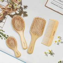 DEBETOOL Bamboo Hair Brush Set, Natural Wooden Bamboo Comb Paddle Detangling Hairbrush For Hair Growth - Wide-Tooth And Tail Comb Suitable For Thick\/Thin\/Curly\/Dry Hair - ColorA - 查看 5