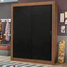 Ropero Madesa Dalas Plus 2 Puertas Corredizas 4 Cajones Color Marrón y Negro - Marrón y Negro - Ver 1