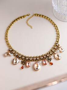 1pc Korean Collarbone Chain, New Fashion Crystal Pendant Necklace For Women - Necklace - View 2