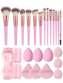 25PCS Makeup Tools Set Including:13PCS Makeup Brush Set+1pc Hairband+2PCS Hand Bowl Strap+3PCS Makeup Sponges+3PCS Triangle Powder Puffs+3PCS Mini Air Cushion Powder Puffs - Multicolor - View 13