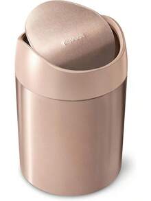 simplehuman bote de basura para mesa de cocina, baño, 1.5L, acero inoxidable, cepillado - Acero inoxidable oro rosa - Ver 8