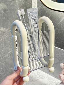 1个化妆刷收纳架，梳妆台桌面双层刷具整理架，简约奢华风格，可收纳化妆品、眉笔、粉扑、牙刷、牙膏 - 彩色 - 查看 7