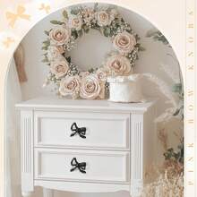 2pcs French Cute Cool Black Bow Knobs For Vanity, Drawer, Door Handles - A - View 2