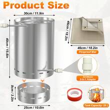 Pool Heater, Wood-Fired Pool Heater With Firebox, Pool Stove, Wood Barrel, Stainless Steel Pool Heater, Wood Stoves, 32/38 Mm Fittings, 30 Cm X 45 Cm - 30 cm X 45 cm - View 2