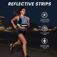 Chaleco con peso ajustable para mujeres y hombres, 4-10 libras/12-20 libras/20-32 libras con 6 pesos de arena de hierro, chaleco de peso corporal con tira reflectante para correr, caminar - azul - Ver 5